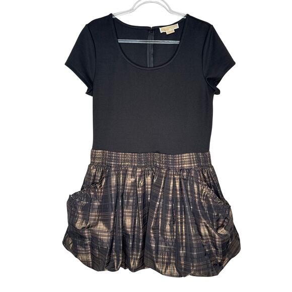 Michael Michael Kors Black Bubble Hem Plaid Skirt Dress hoilday formal Size 12 - Picture 2 of 12